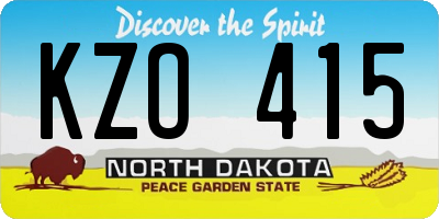 ND license plate KZO415