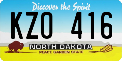 ND license plate KZO416