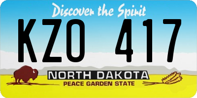 ND license plate KZO417