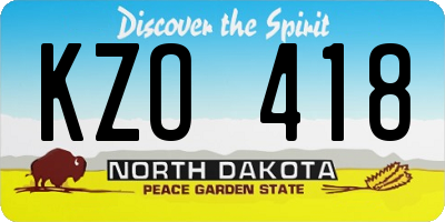 ND license plate KZO418