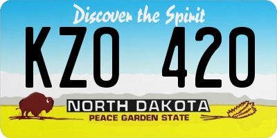 ND license plate KZO420