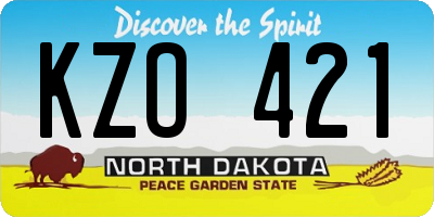 ND license plate KZO421