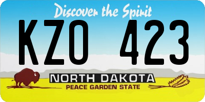 ND license plate KZO423