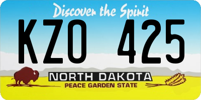 ND license plate KZO425