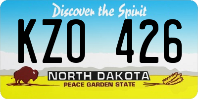 ND license plate KZO426