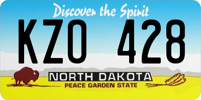 ND license plate KZO428