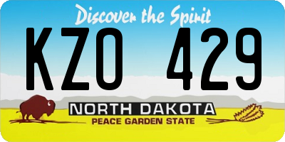 ND license plate KZO429