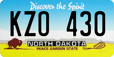 ND license plate KZO430