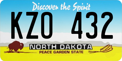 ND license plate KZO432