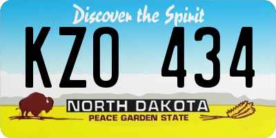 ND license plate KZO434