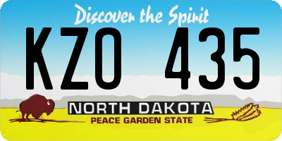 ND license plate KZO435