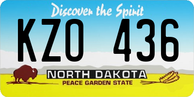 ND license plate KZO436