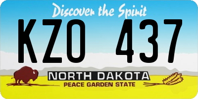 ND license plate KZO437