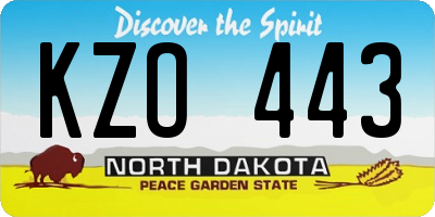 ND license plate KZO443