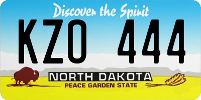 ND license plate KZO444