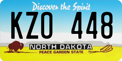 ND license plate KZO448