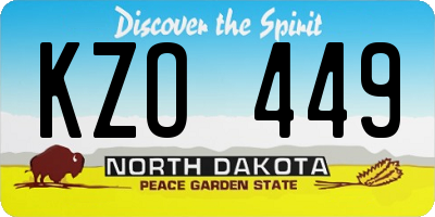 ND license plate KZO449