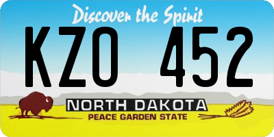 ND license plate KZO452