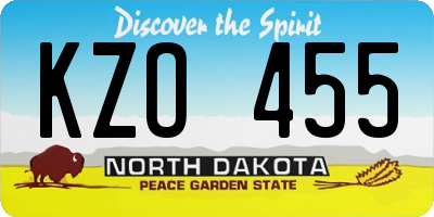 ND license plate KZO455