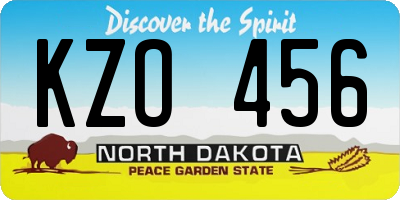 ND license plate KZO456
