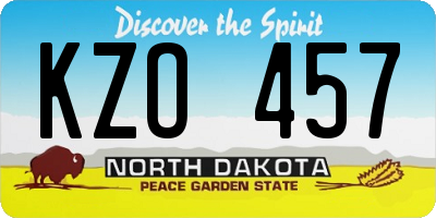 ND license plate KZO457