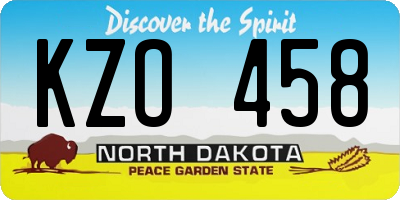 ND license plate KZO458