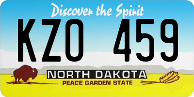 ND license plate KZO459