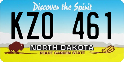 ND license plate KZO461