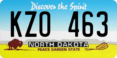 ND license plate KZO463