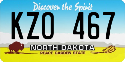 ND license plate KZO467