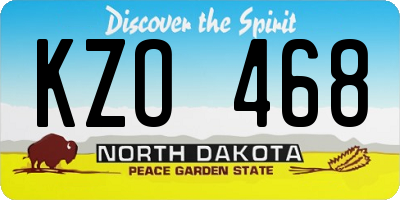 ND license plate KZO468