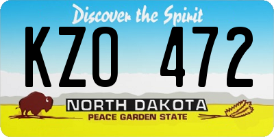 ND license plate KZO472