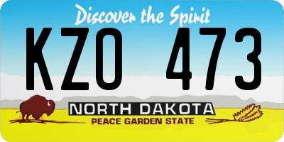ND license plate KZO473