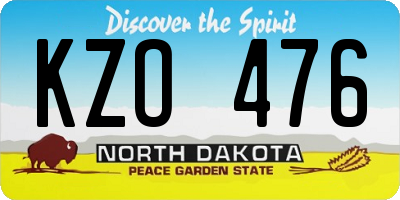 ND license plate KZO476