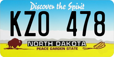 ND license plate KZO478