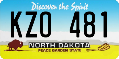 ND license plate KZO481