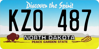 ND license plate KZO487