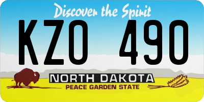 ND license plate KZO490