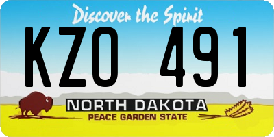 ND license plate KZO491