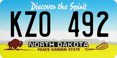ND license plate KZO492
