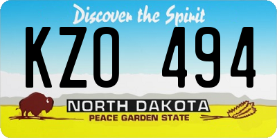 ND license plate KZO494