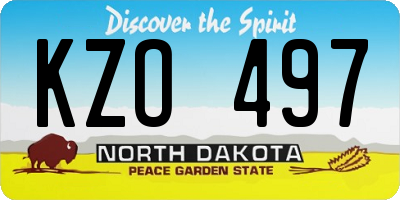 ND license plate KZO497