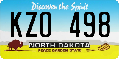 ND license plate KZO498