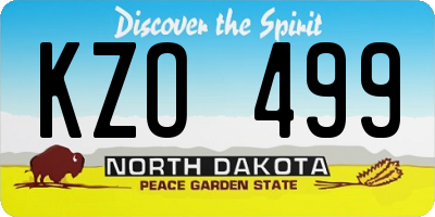 ND license plate KZO499
