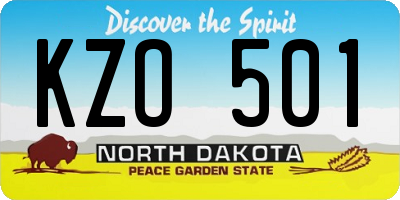 ND license plate KZO501