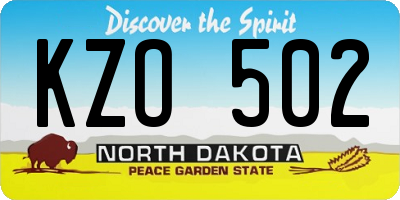 ND license plate KZO502