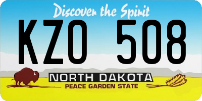 ND license plate KZO508