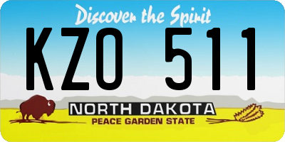 ND license plate KZO511