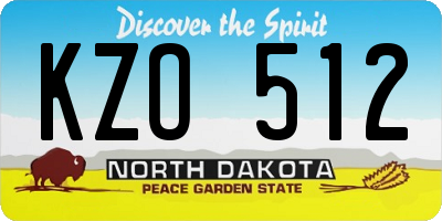 ND license plate KZO512