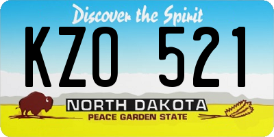 ND license plate KZO521